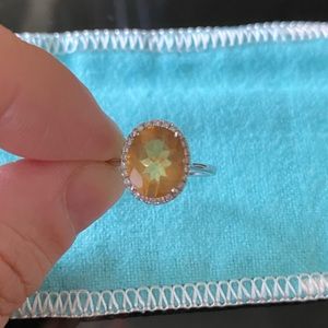 18k White Gold Citrine With Diamonds Ring